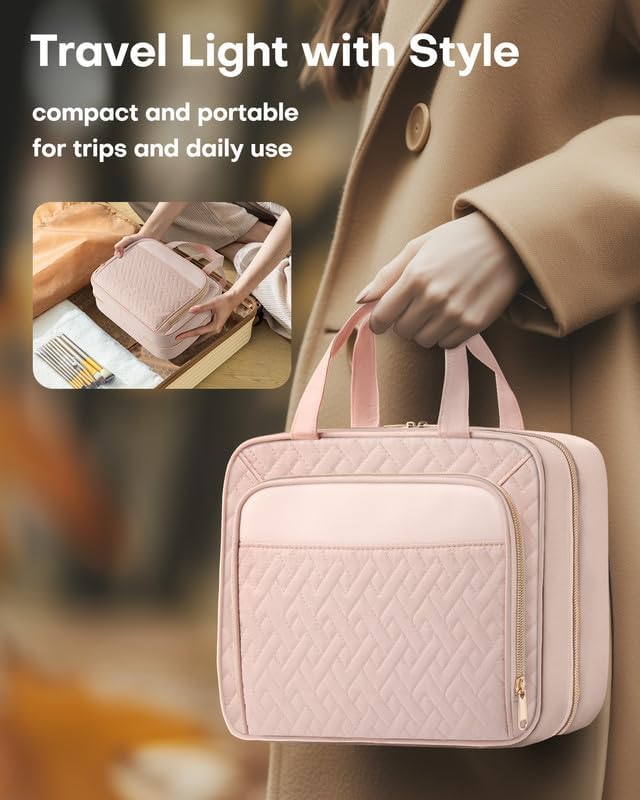 Premium Large Travel Cosmetic Bag – Waterproof Hanging Toiletry & Makeup Organizer with Hook