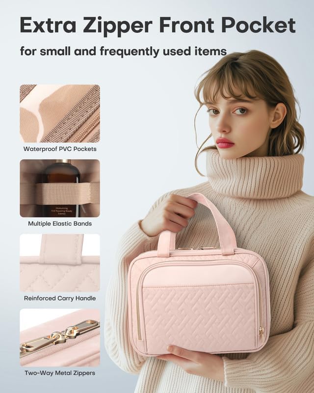 Premium Large Travel Cosmetic Bag – Waterproof Hanging Toiletry & Makeup Organizer with Hook