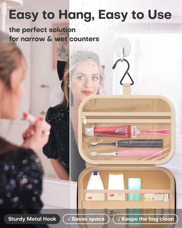 Premium Large Travel Cosmetic Bag – Waterproof Hanging Toiletry & Makeup Organizer with Hook